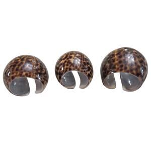 Lot 3 Real Natural Sea Shell Tiger Leopard Cowrie Napkin Rings Holders